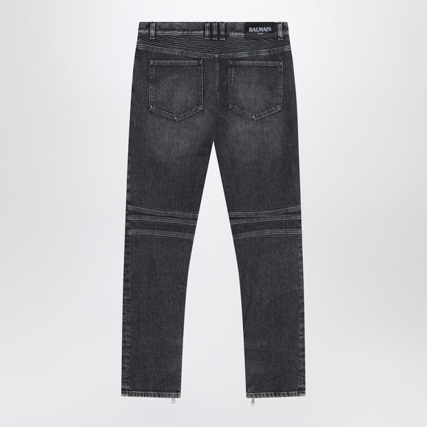 Balmain Grey Washed Slim Biker Jeans