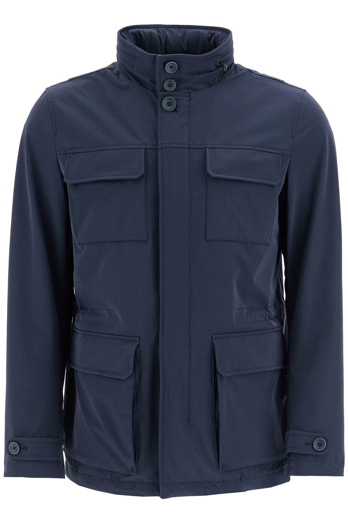 HERNO Dark Blue Polyester City Life Field Jacket With High Collar