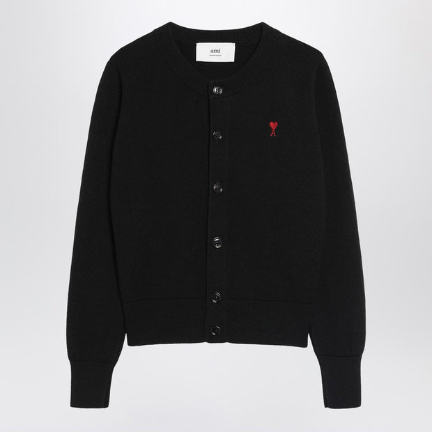 Ami Paris Black Ami De Coeur Cardigan