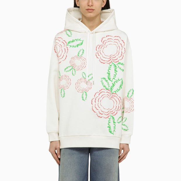 Marni White Sweatshirt With Cotton Embroidery
