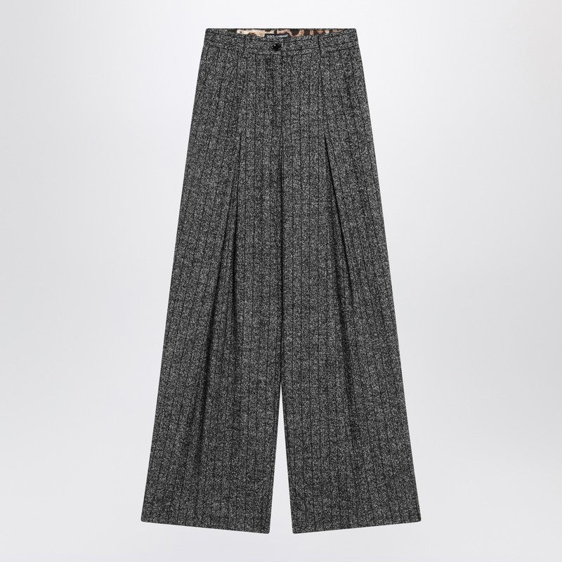 Dolce & Gabbana Wide Dark Grey Striped Trousers
