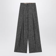 Dolce & Gabbana Wide Dark Grey Striped Trousers