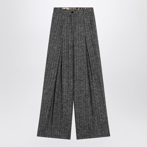 Dolce & Gabbana Wide Dark Grey Striped Trousers