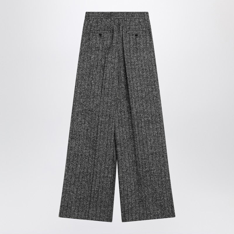 Dolce & Gabbana Wide Dark Grey Striped Trousers