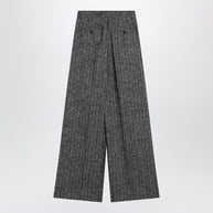 Dolce & Gabbana Wide Dark Grey Striped Trousers