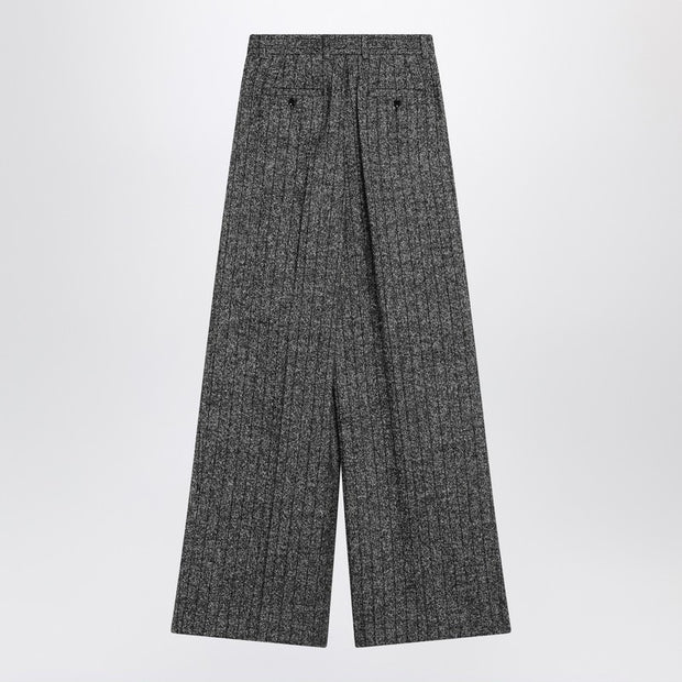 Dolce & Gabbana Wide Dark Grey Striped Trousers