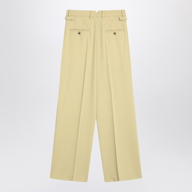 Ami Paris Wide Lime-coloured Wool Trousers