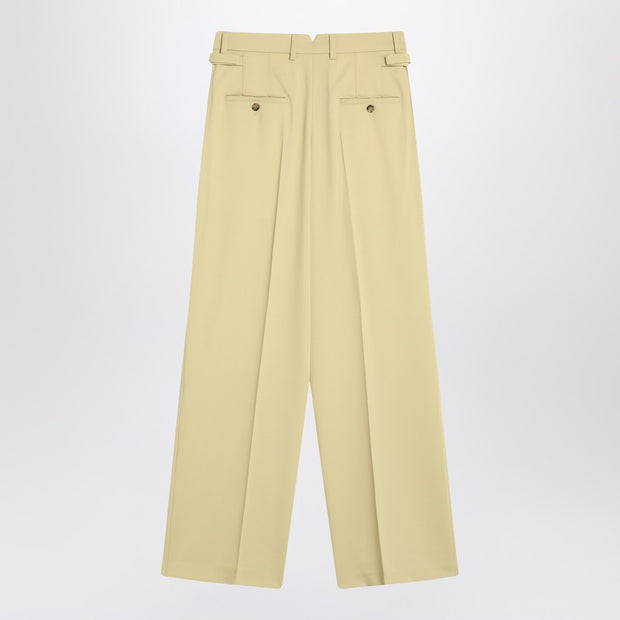 Ami Paris Wide Lime-coloured Wool Trousers