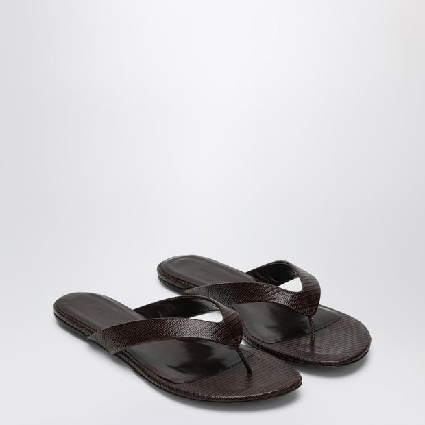 Le Monde Béryl Brown Leather Flip-flops