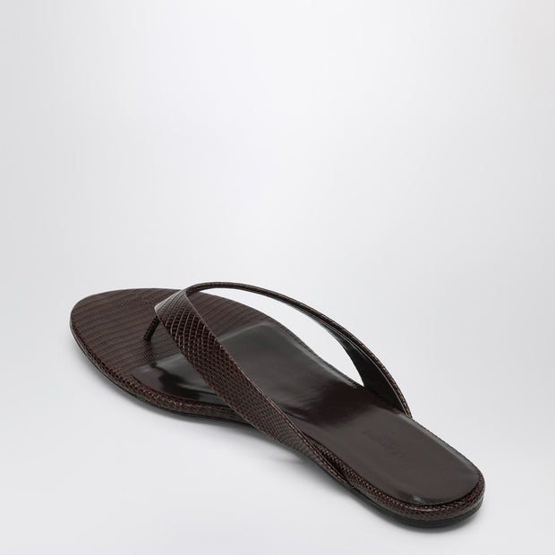 Le Monde Béryl Brown Leather Flip-flops