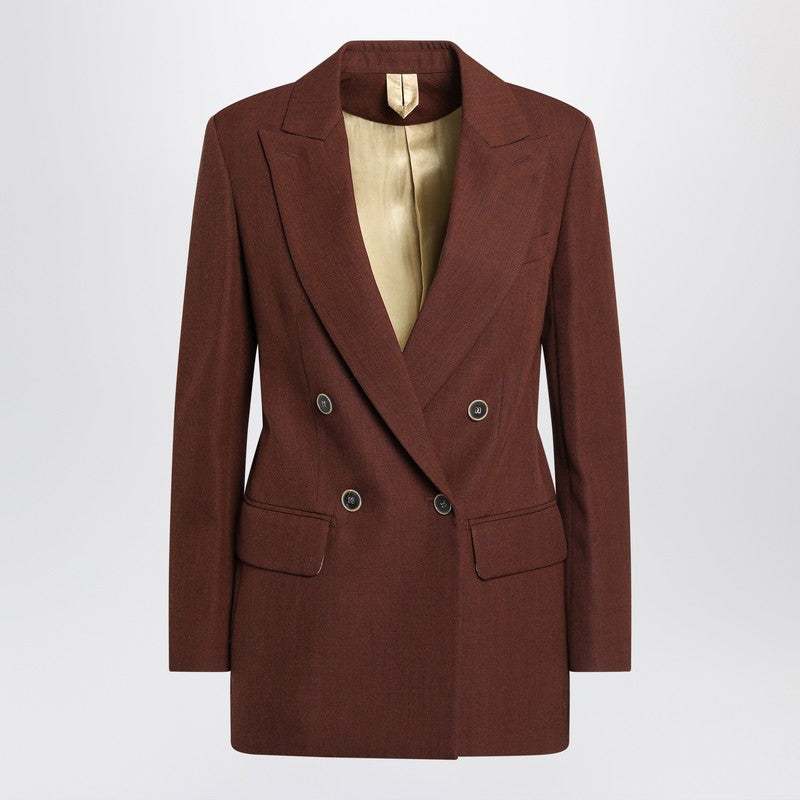 Max Mara Earth-tone Jacket In Wool Grain De Poudre