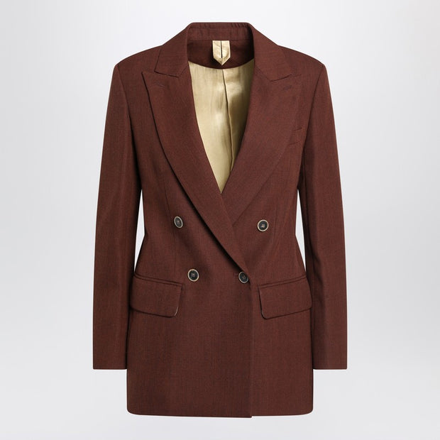 Max Mara Earth-tone Jacket In Wool Grain De Poudre