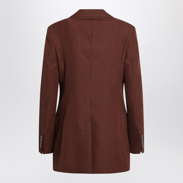 Max Mara Earth-tone Jacket In Wool Grain De Poudre