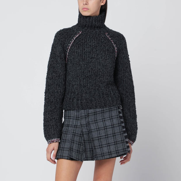 Durazzi Milano Grey Turtleneck Sweater In Cashmere Blend
