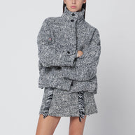 Durazzi Milano Black/white Patterned Wool-blend Bomber