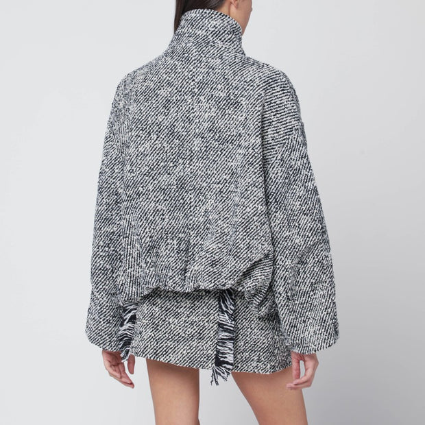 Durazzi Milano Black/white Patterned Wool-blend Bomber