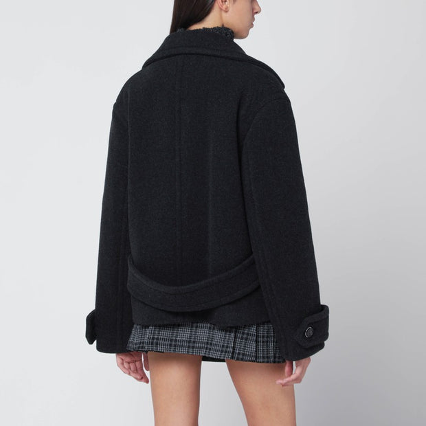 Durazzi Milano Dark Grey Mélange Wool Coat