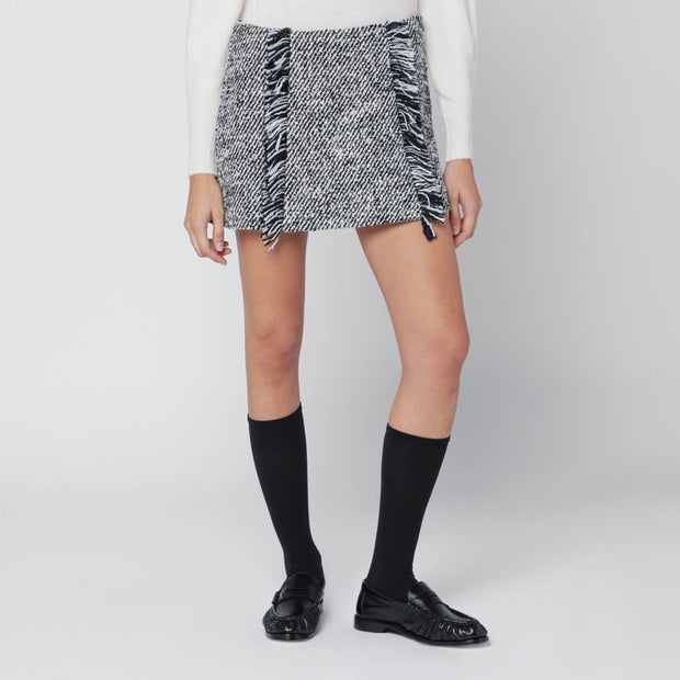 Durazzi Milano Black/white Patterned Wool-blend Mini Skirt