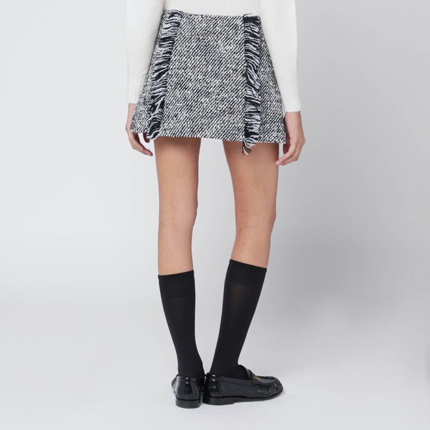 Durazzi Milano Black/white Patterned Wool-blend Mini Skirt