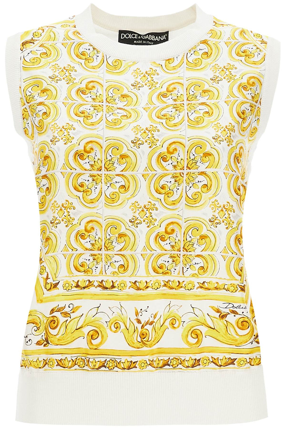 Dolce & Gabbana Majolica Print Silk Sleeveless Top