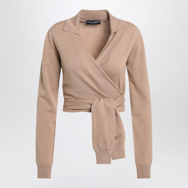 Dolce & Gabbana Beige Wrap Cardigan In Cashmere