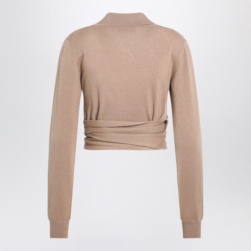 Dolce & Gabbana Beige Wrap Cardigan In Cashmere