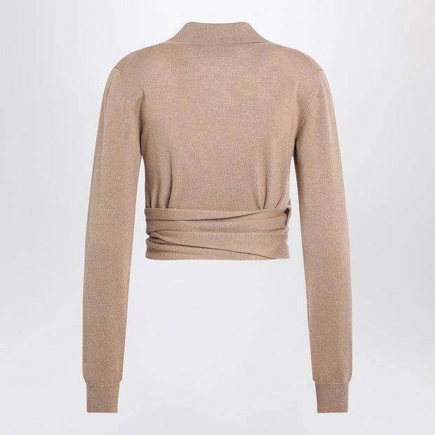 Dolce & Gabbana Beige Wrap Cardigan In Cashmere