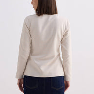 Reistor Fitted Cotton Tweed Jacket in Cream