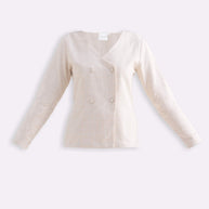 Reistor Fitted Cotton Tweed Jacket in Cream