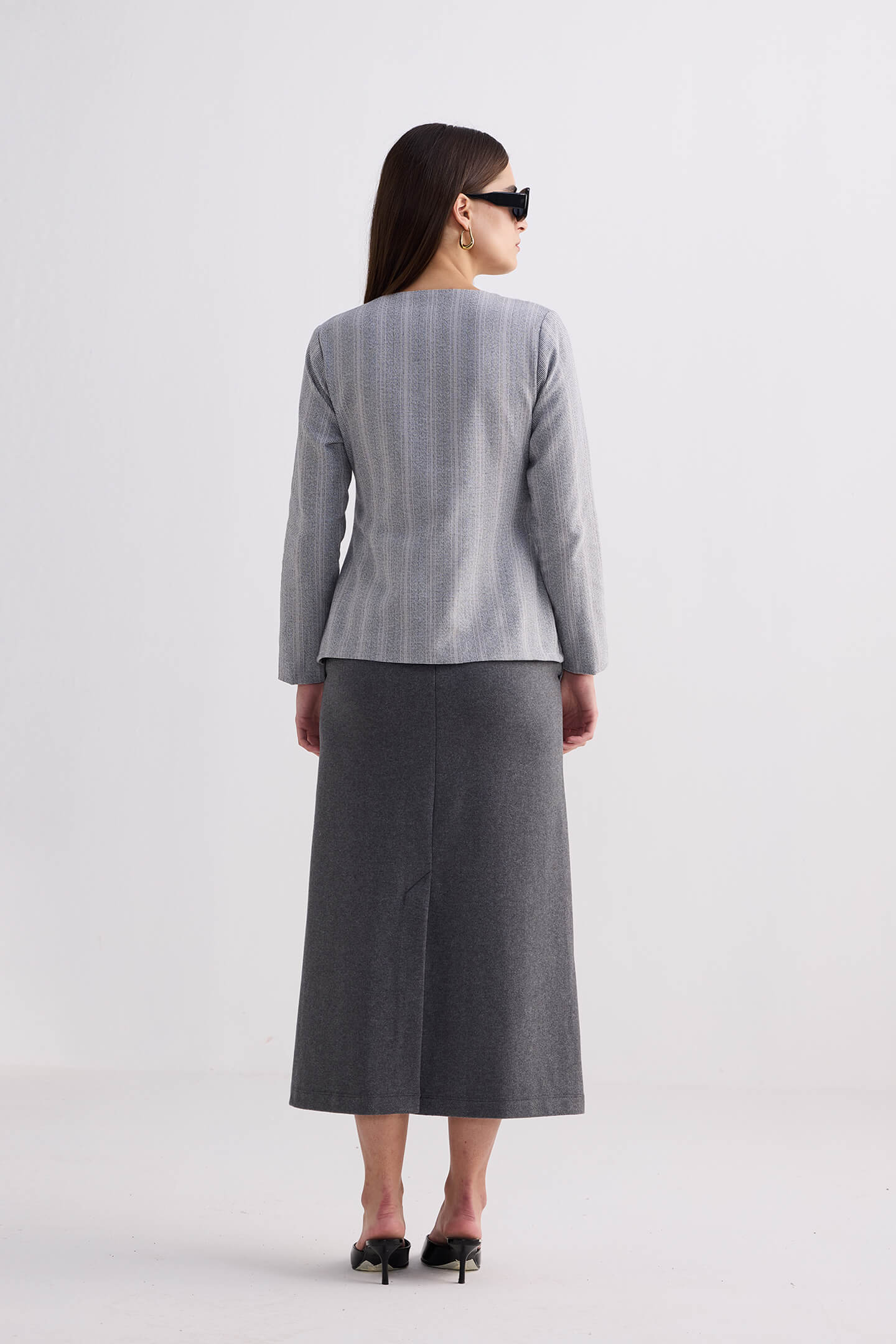 Reistor Fitted Cotton Tweed Jacket In Grey