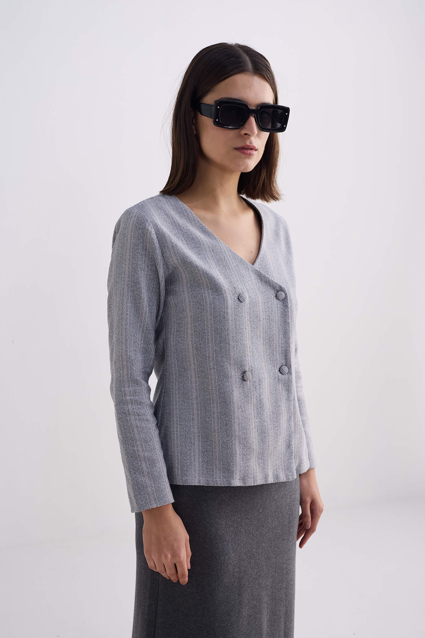 Reistor Fitted Cotton Tweed Jacket In Grey