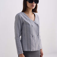 Reistor Fitted Cotton Tweed Jacket In Grey