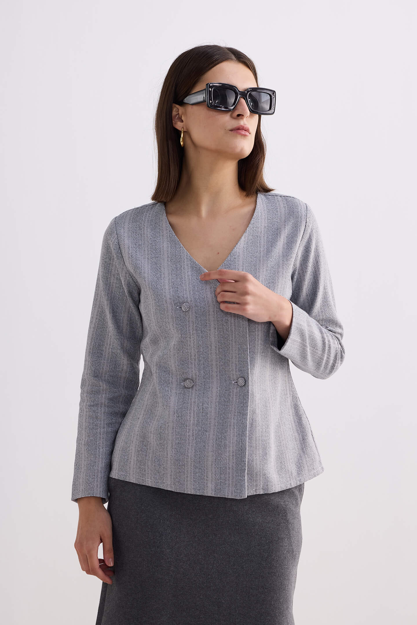 Reistor Fitted Cotton Tweed Jacket In Grey