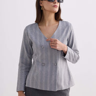Reistor Fitted Cotton Tweed Jacket In Grey