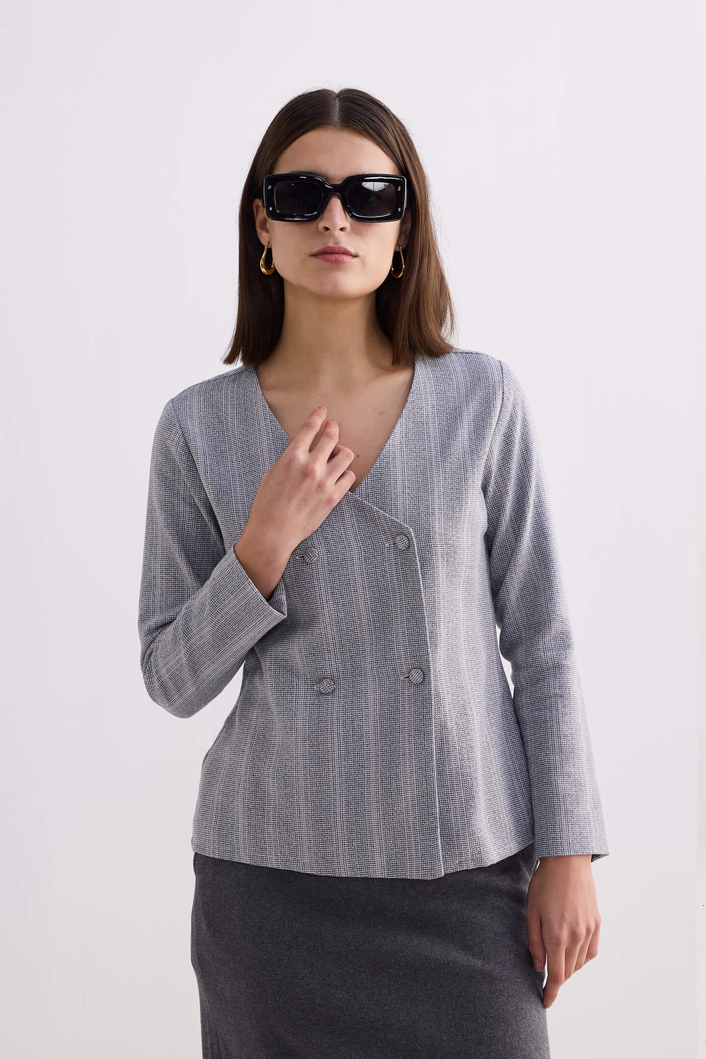 Reistor Fitted Cotton Tweed Jacket In Grey