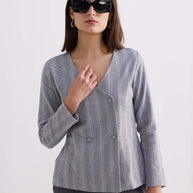 Reistor Fitted Cotton Tweed Jacket In Grey