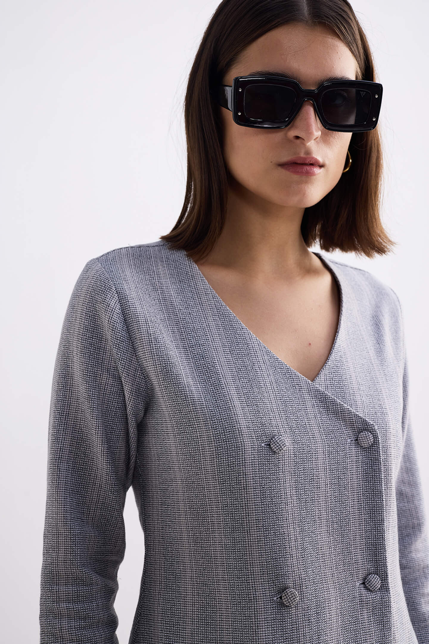 Reistor Fitted Cotton Tweed Jacket In Grey