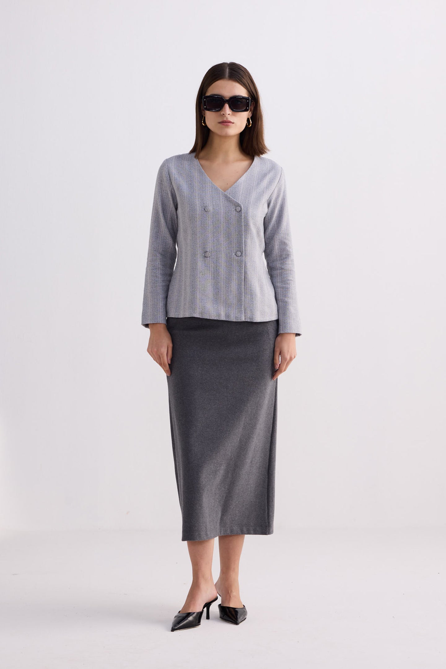 Reistor Fitted Cotton Tweed Jacket In Grey