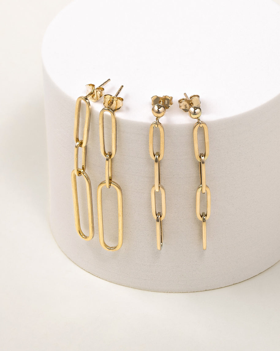 Zoe Lev 14K Gold Paper Clip Chain Stud Earrings