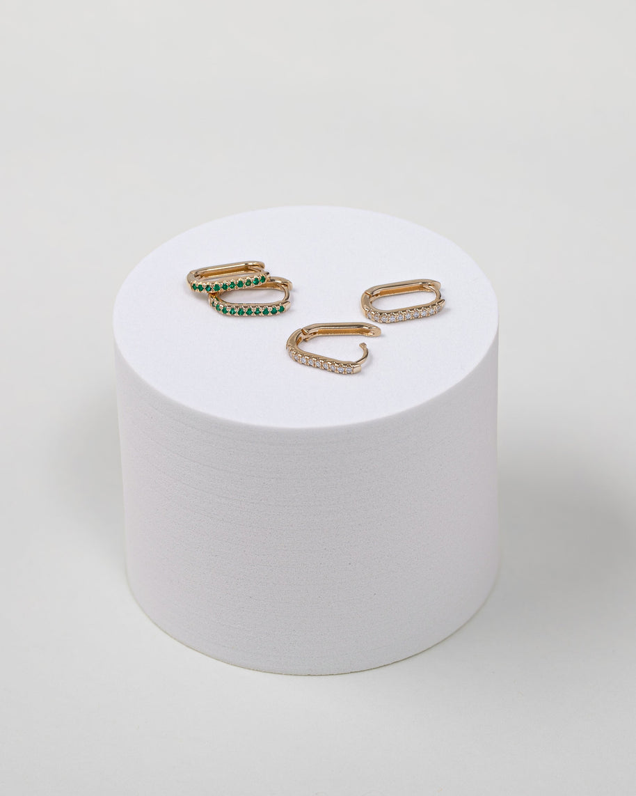 Zoe Lev Emerald Oval Hoop Earrings