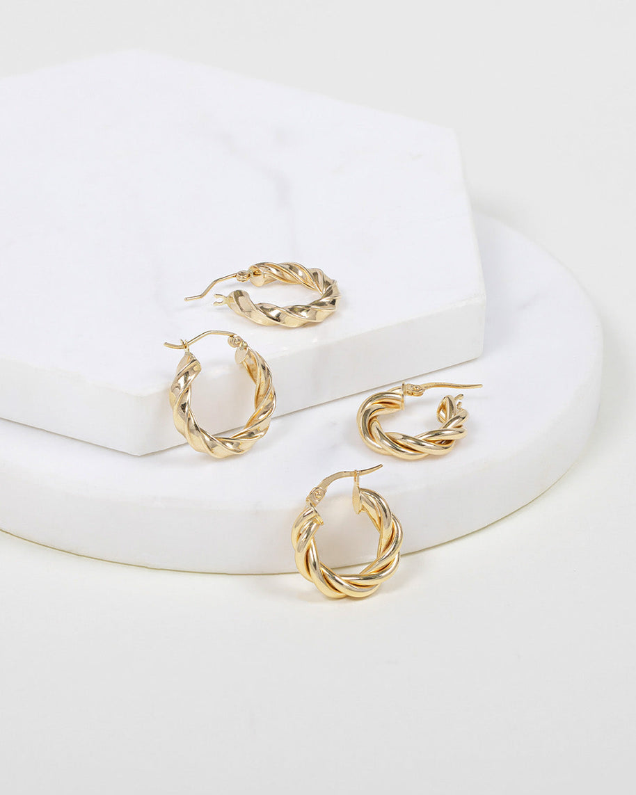Zoe Lev 14K Gold Twisted Edge Hoops