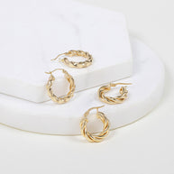Zoe Lev 14K Gold Twisted Edge Hoops