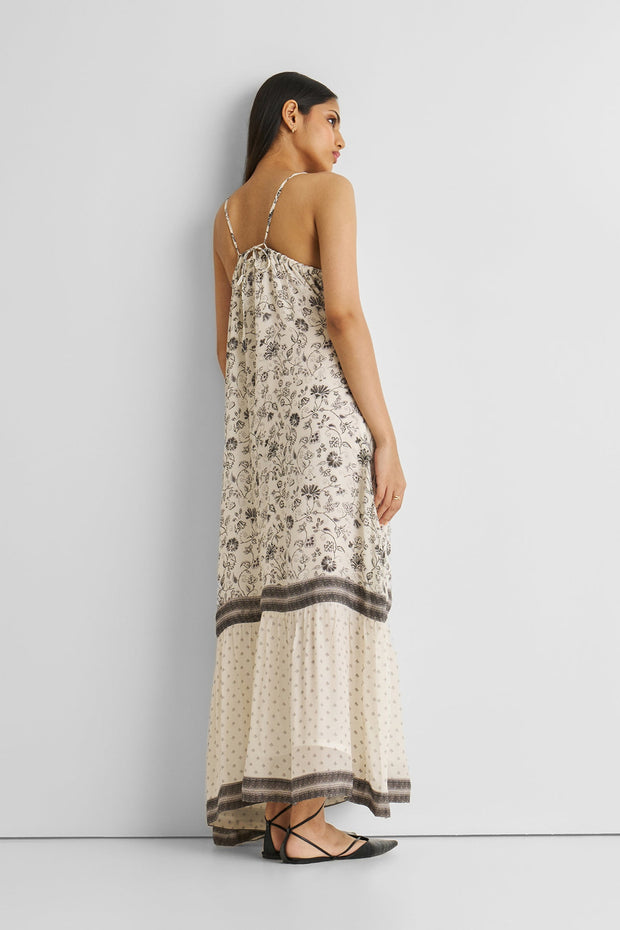 Flowy Maxi Dress In Black Florals