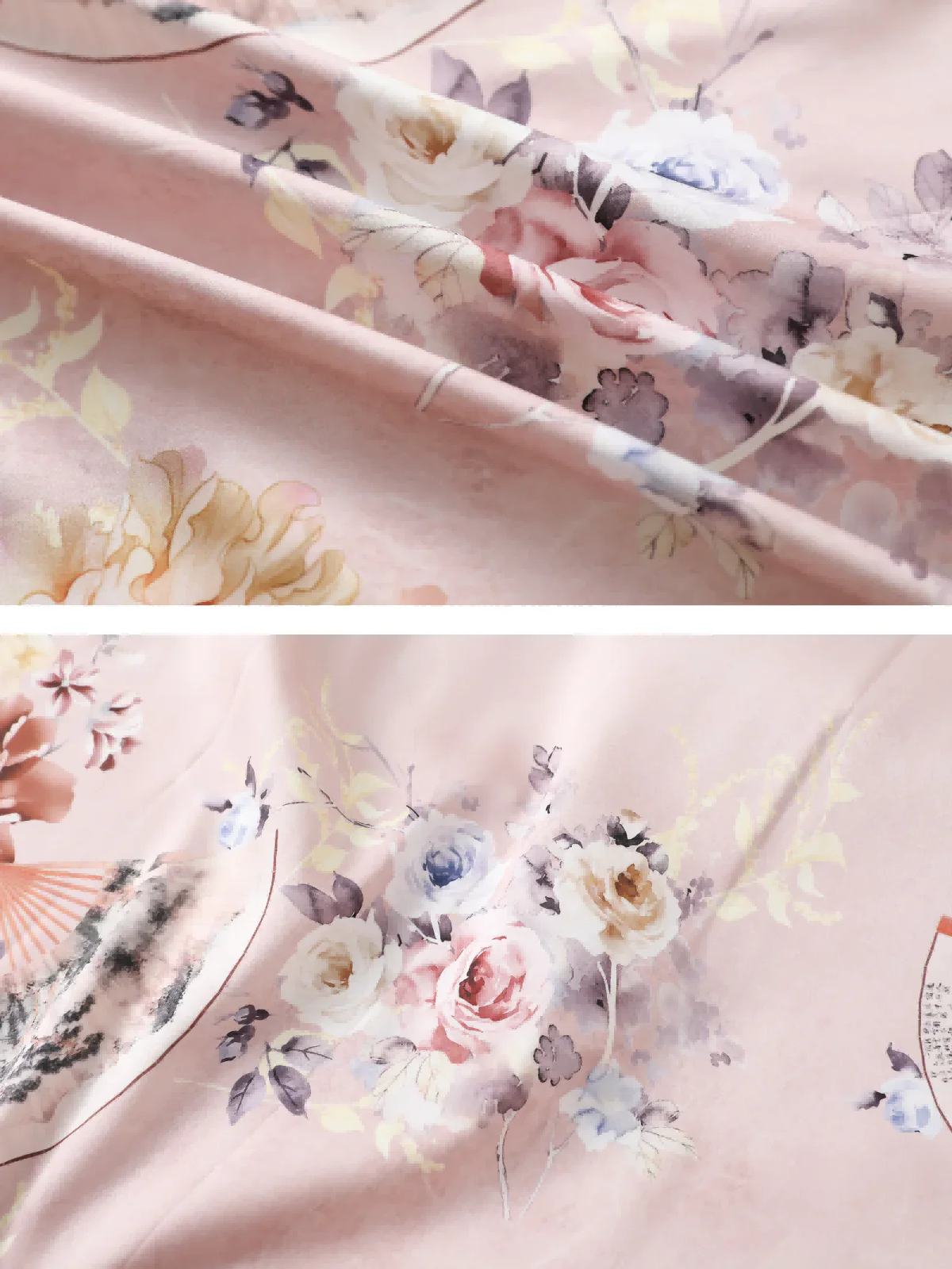 Ulivary Folding Fan Kimono Robe