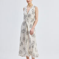 Reistor Front Twist Maxi dress in Black Florals