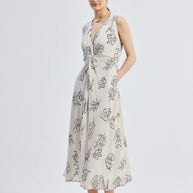 Reistor Front Twist Maxi dress in Black Florals