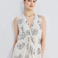 Reistor Front Twist Maxi dress in Black Florals
