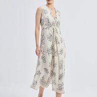 Reistor Front Twist Maxi dress in Black Florals