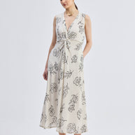 Reistor Front Twist Maxi dress in Black Florals