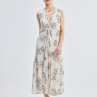 Reistor Front Twist Maxi dress in Black Florals